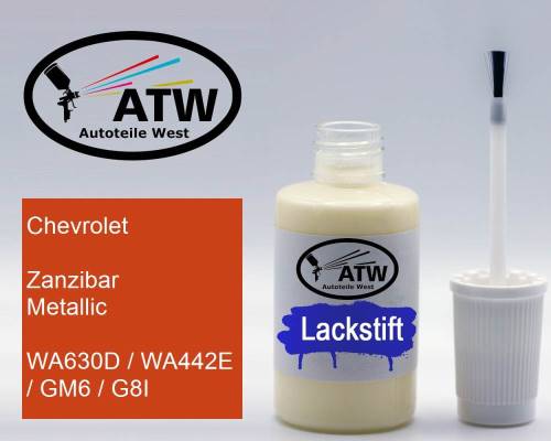 Chevrolet, Zanzibar Metallic, WA630D / WA442E / GM6 / G8I: 20ml Lackstift, von ATW Autoteile West.